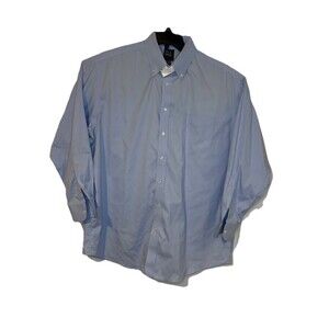 Jos A Bank Button Down Shirt Men's 17.5-34 Travel Collection Blue White Stripe